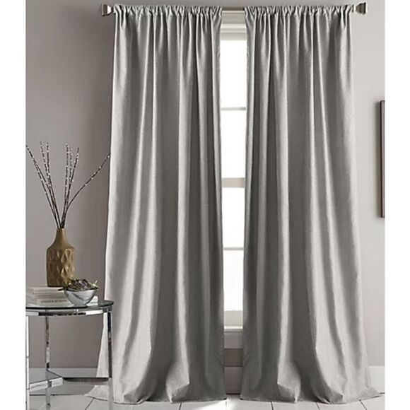 DKNY Modern Knotted Velvet Solid Curtain Panels (Set of 2) 50" x 108" - Picture 1 of 6